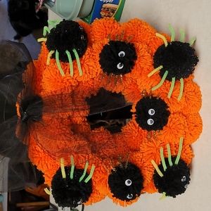 Handmade orange Halloween wreath
